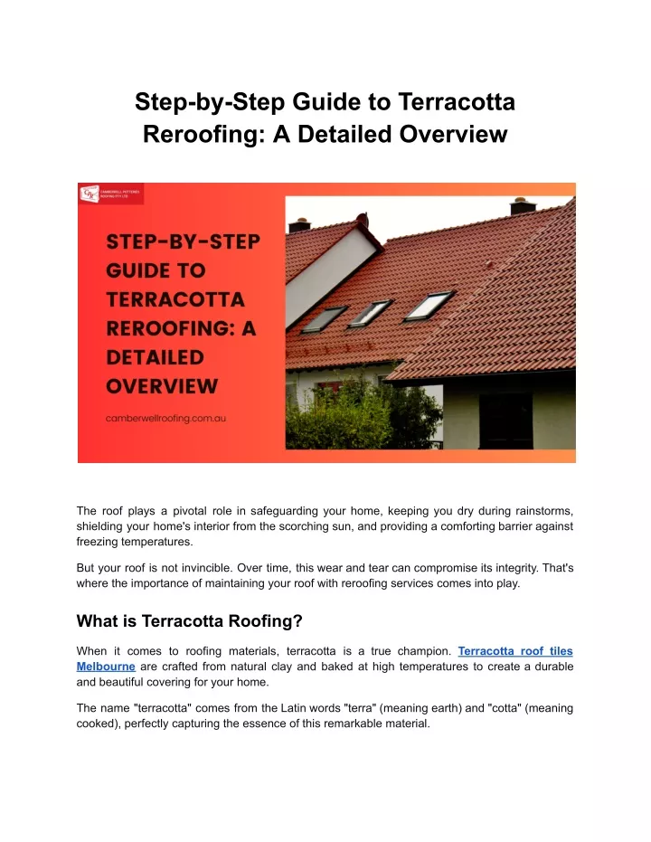 step by step guide to terracotta reroofing