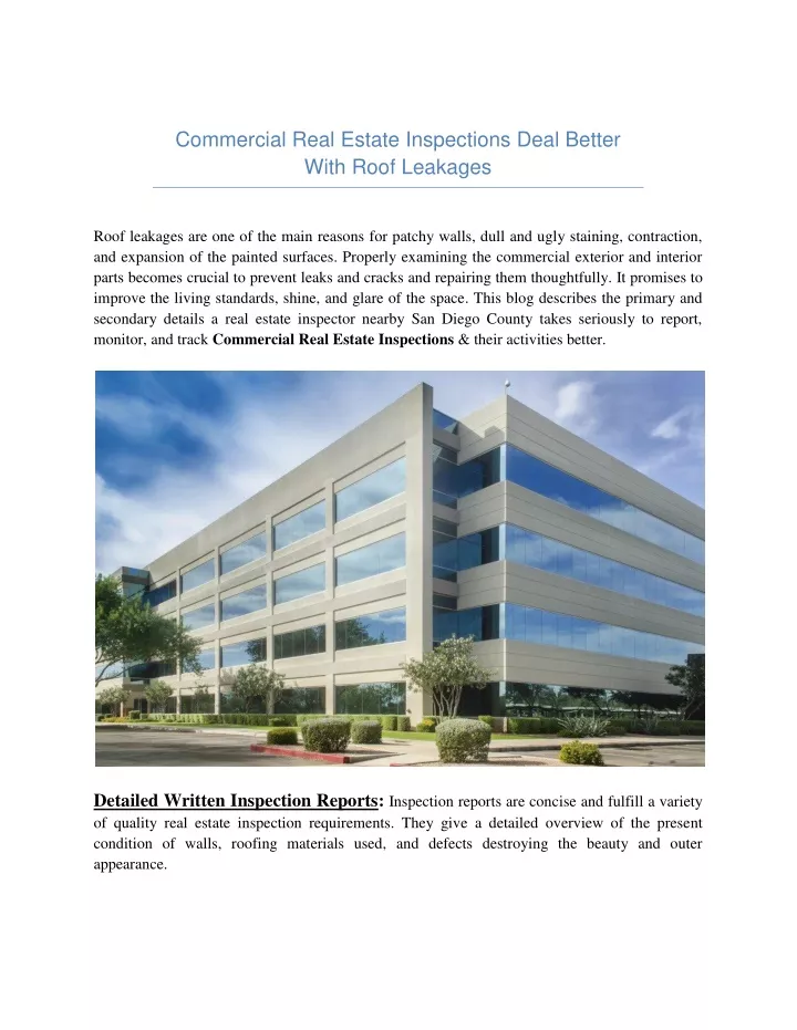 commercial real estate inspections deal better