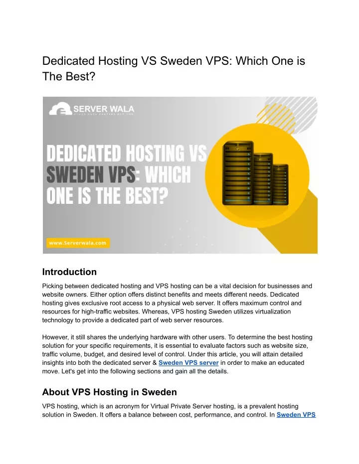 dedicated hosting vs sweden vps which