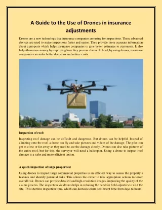 A Guide to the Use of Drones in insurance adjustments