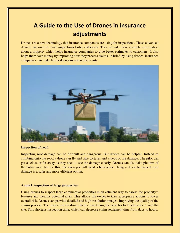 a guide to the use of drones in insurance