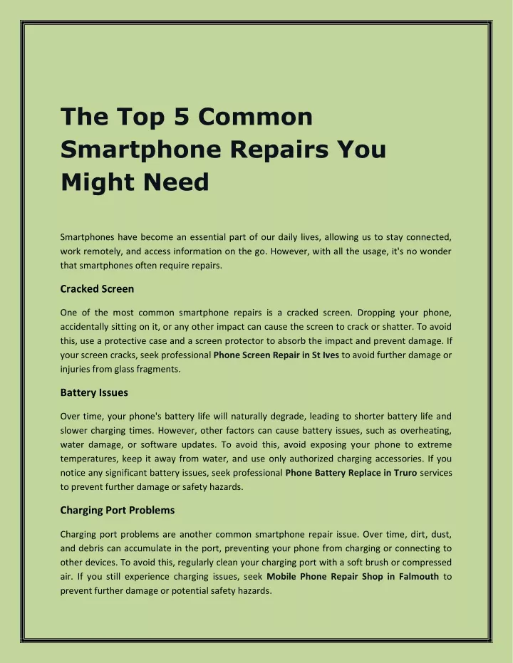 the top 5 common smartphone repairs you might need