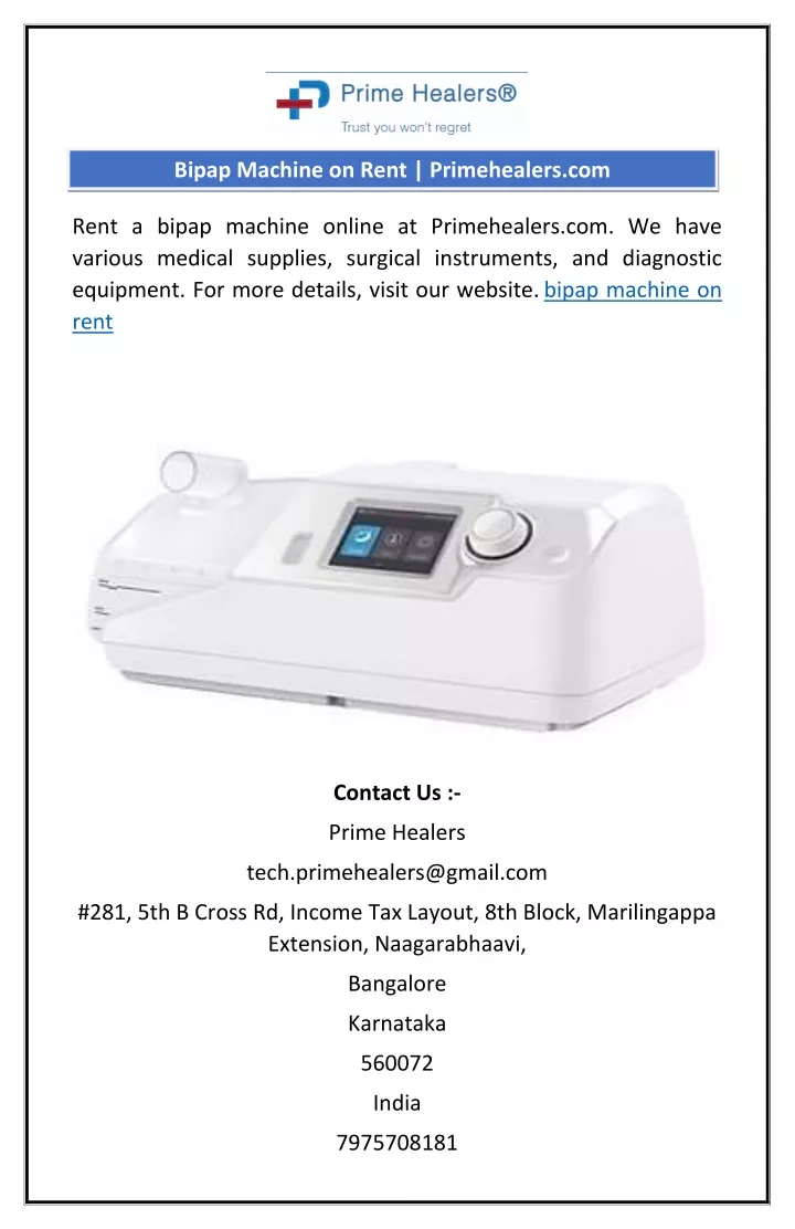 bipap machine on rent primehealers com