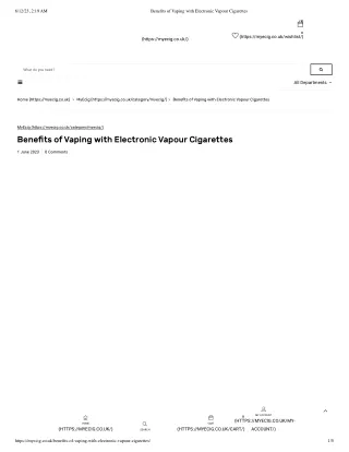 Benefits of Vaping with Electronic Vapour Cigarettes