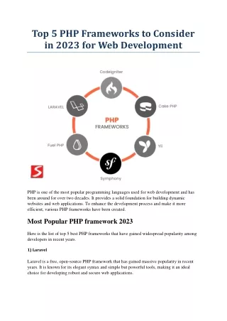 Top 5 PHP Frameworks to Consider in 2023 for Web Development