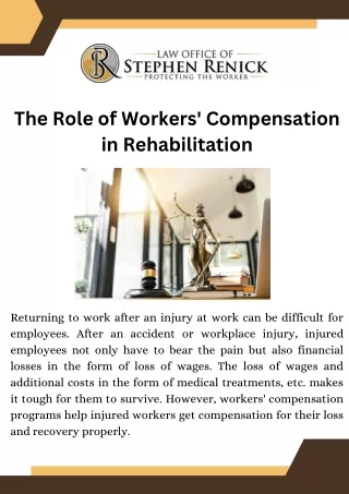 The Role of Workers' Compensation in Rehabilitation