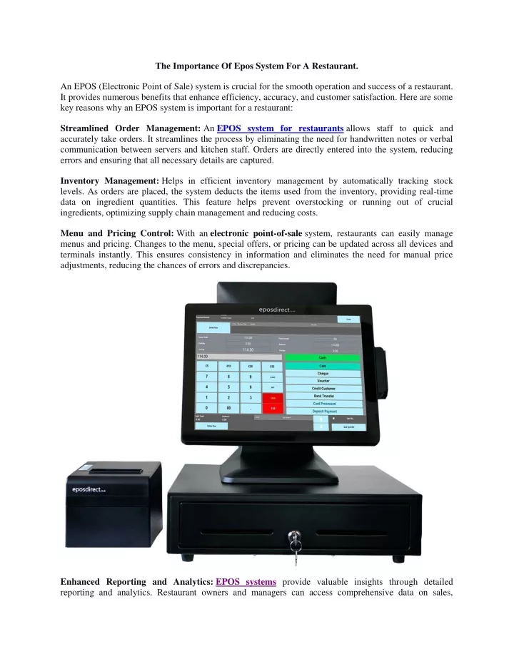 the importance of epos system for a restaurant