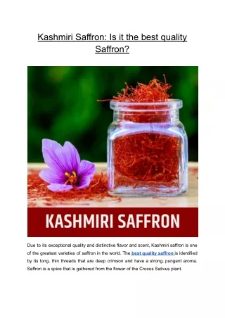 Kashmiri Saffron_ Is it the best quality Saffron