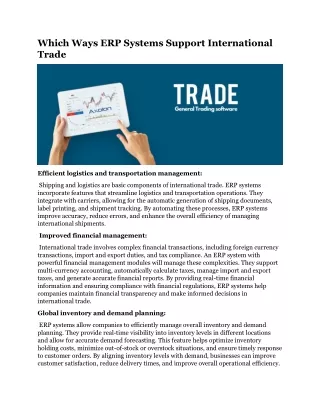which ways erp systems support international trade