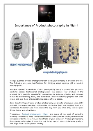 Importance of Product photography in Miami