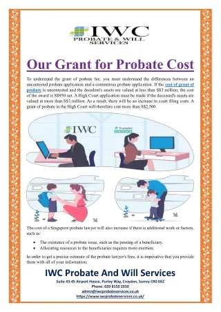 our grant for probate cost