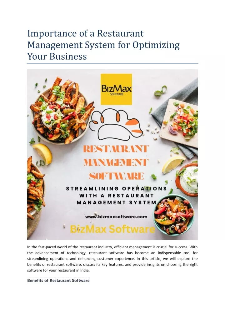 importance of a restaurant management system