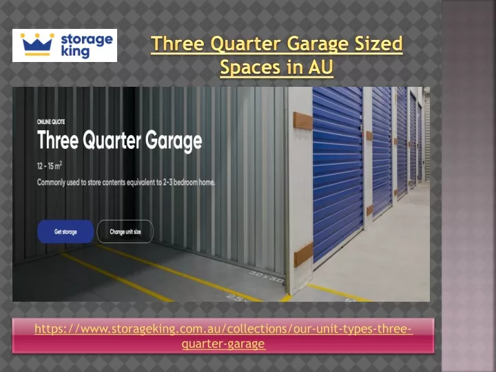 three quarter garage sized spaces in au