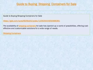 Guide to Buying Shipping Containers for Sale