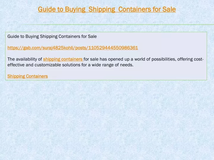 guide to buying shipping containers for sale