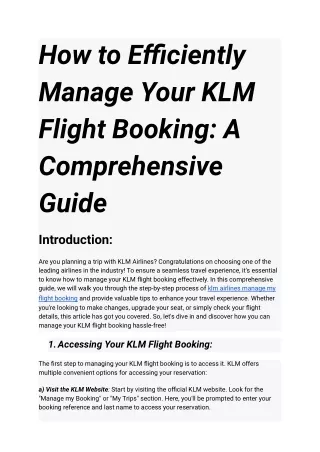 How to Efficiently Manage Your KLM Flight Booking_ A Comprehensive Guide