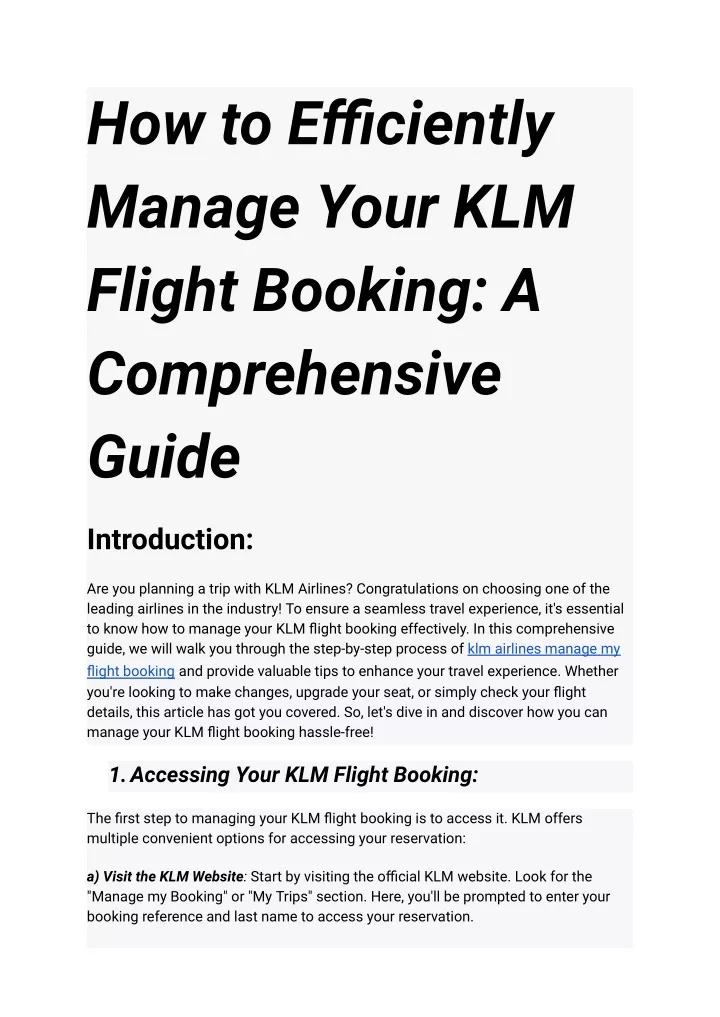 how to efficiently manage your klm flight booking