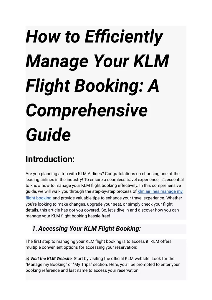 PPT - How to Efficiently Manage Your KLM Flight Booking_ A ...