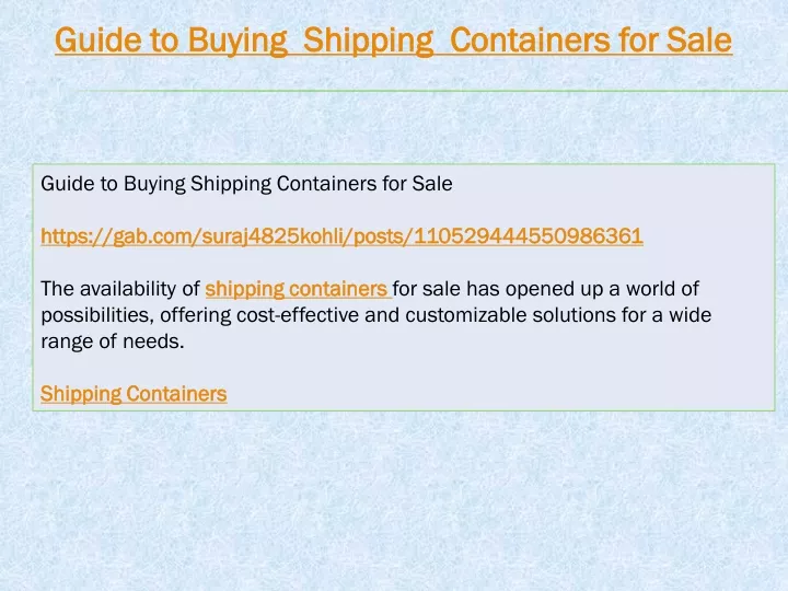 guide to buying shipping containers for sale