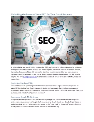 unlocking the power of local seo for your dubai