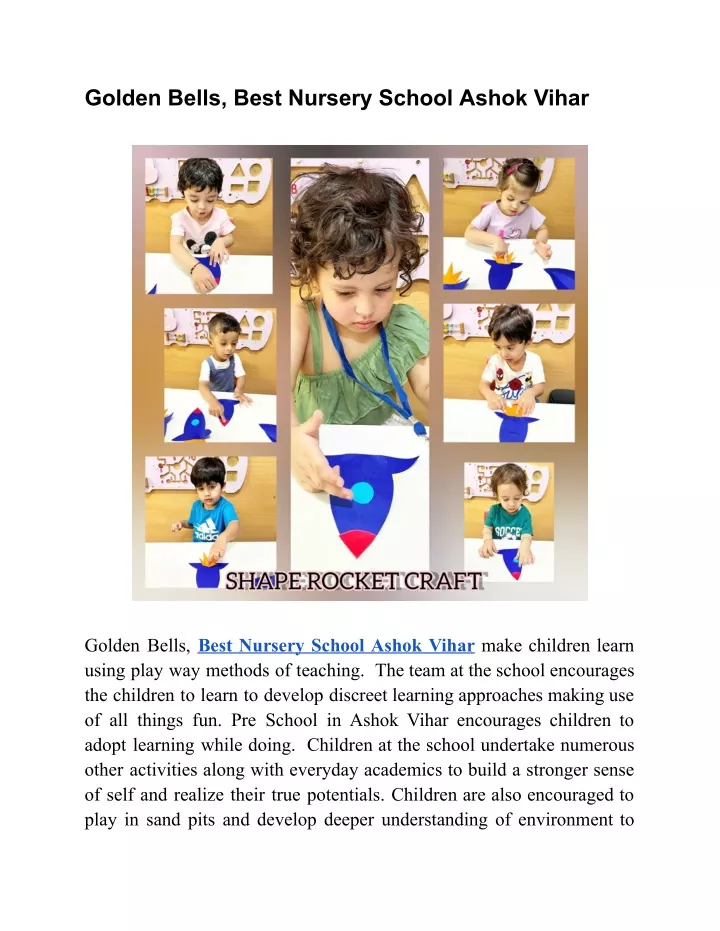 golden bells best nursery school ashok vihar