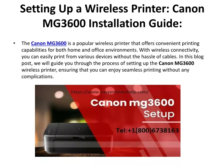 setting up a wireless printer canon mg3600 installation guide