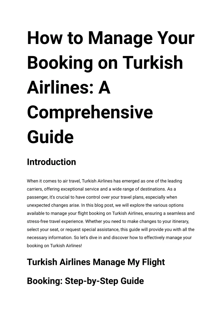 how to manage your booking on turkish airlines