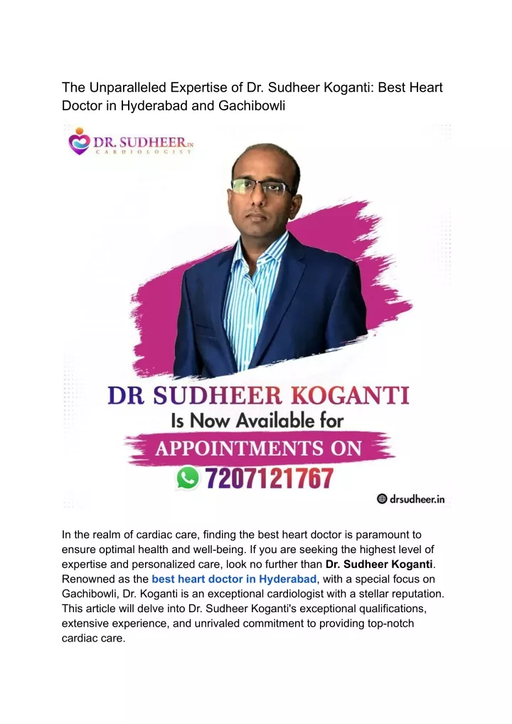 the unparalleled expertise of dr sudheer koganti