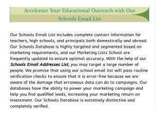 Accelerate Your Educational Outreach with Our Schools Email List