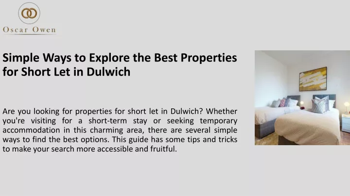 simple ways to explore the best properties for short let in dulwich