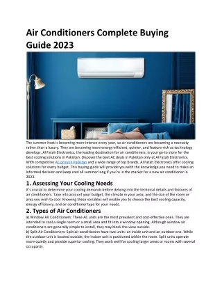 Air Conditioners Complete Buying Guide 2023