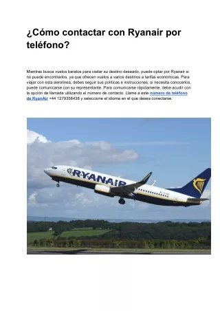 ¿Cómo contactar con Ryanair por teléfono?