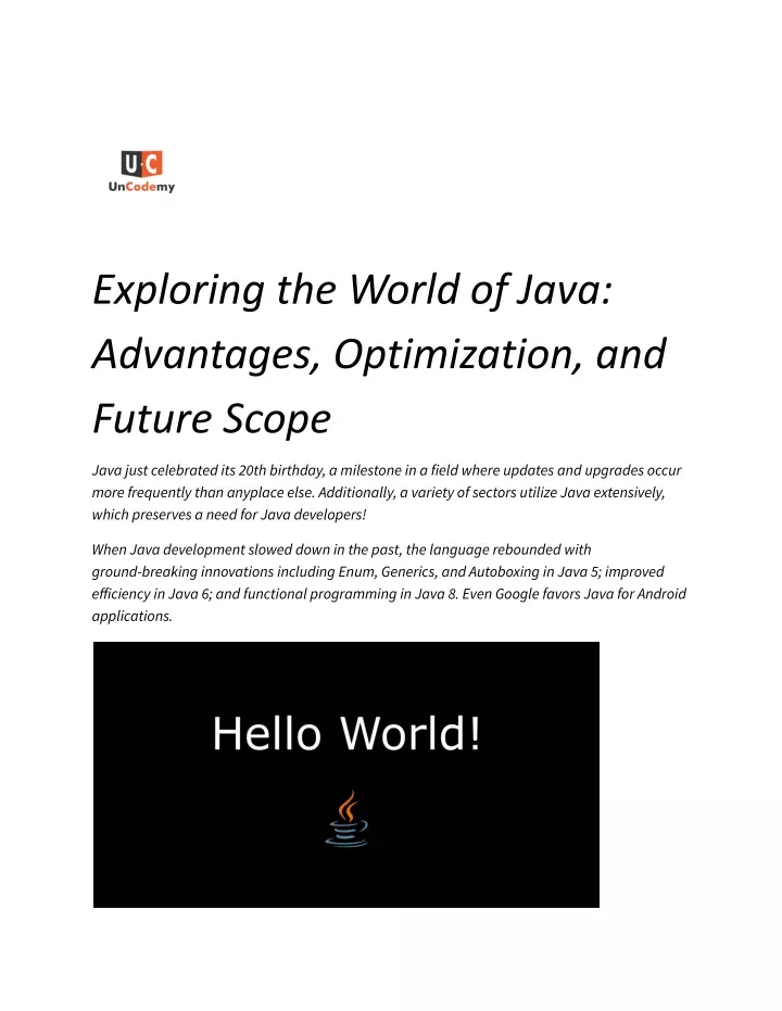 exploring the world of java advantages