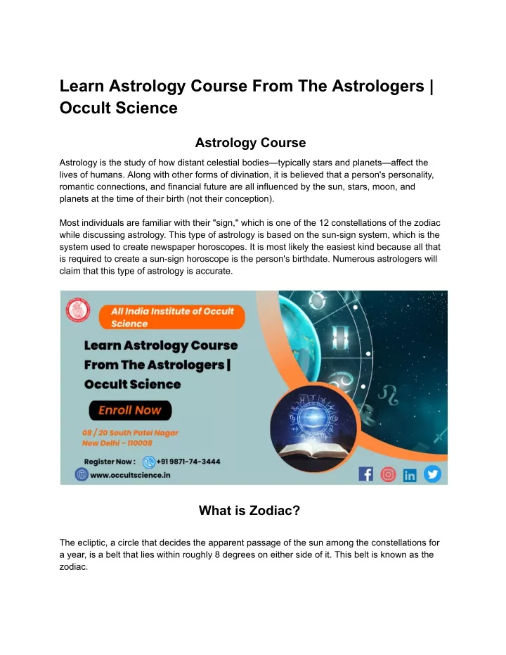 learn astrology course from the astrologers