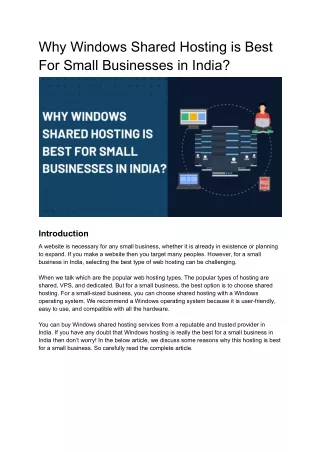 why windows shared hosting is best for small