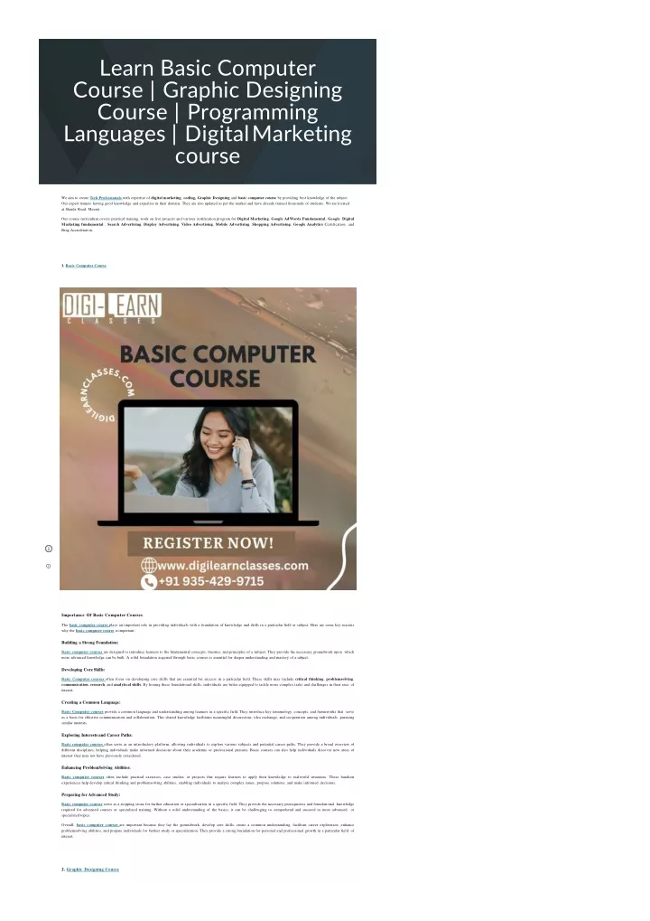 learn basic computer course graphic designing
