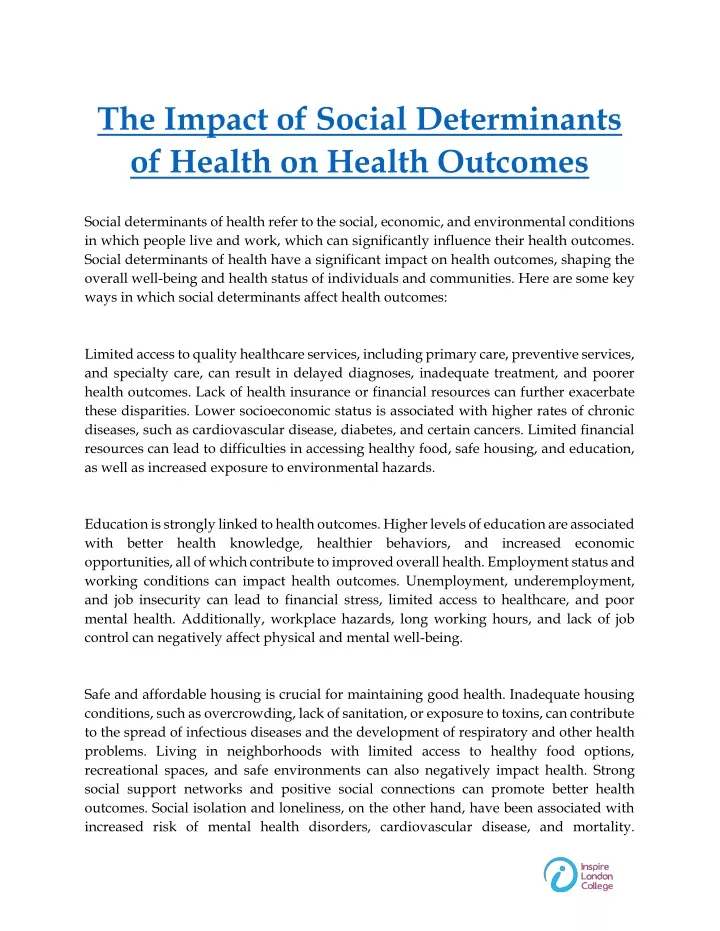 the impact of social determinants of health