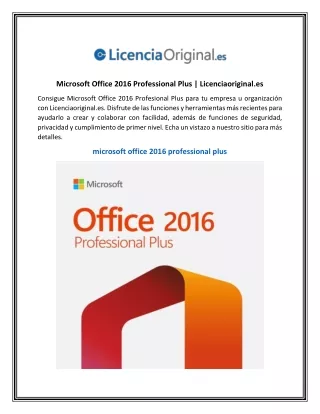 Microsoft Office 2016 Professional Plus | Licenciaoriginal.es