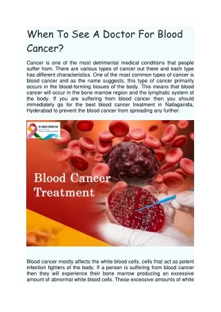 When To See A Doctor For Blood Cancer?