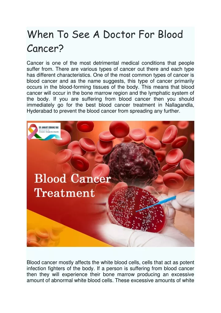 when to see a doctor for blood cancer