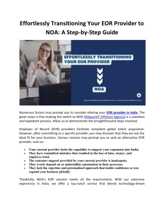 Effortlessly Transitioning Your EOR Provider to NOA A Step-by-Step Guide