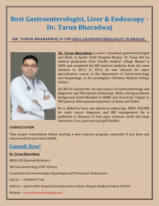 Best Gastroenterologist, Liver & Endoscopy - Dr. Tarun Bharadwaj