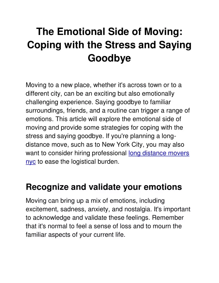 the emotional side of moving coping with