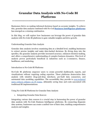 granular data analysis with no code bi platforms
