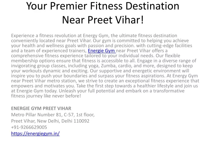 your premier fitness destination near preet vihar