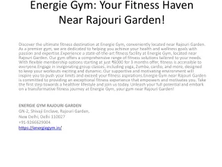 Energie Gym Your Fitness Haven Near Rajouri Garden
