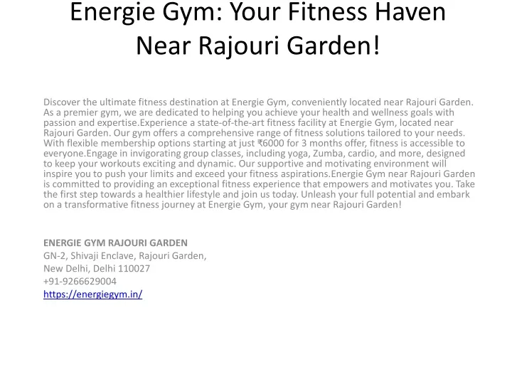 energie gym your fitness haven near rajouri garden