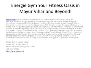 Energie Gym Your Fitness Oasis in Mayur Vihar
