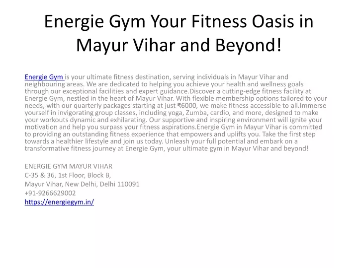 energie gym your fitness oasis in mayur vihar and beyond