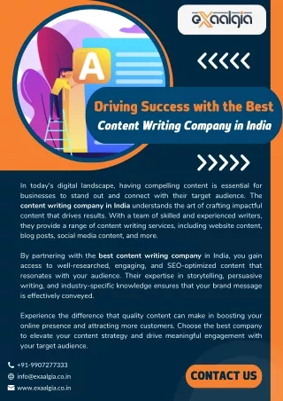 Driving Success with the Best Content Writing Company in India